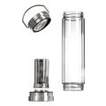 400ml Double Wall Infuse Glass Water Bottle Private Label with Stainless Steel Lids